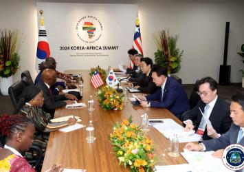 His Excellency Joseph Nyuma Boakai, Sr., President of the Republic of Liberia, and his delegation engaged in bilateral discussions with His Excellency Yool Suk Yeol, President of the Republic of South Korea, in Seoul, on the sidelines of the Korea-Africa